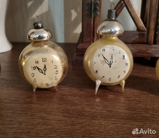 Елочные игрушки СССР будильник винтаж