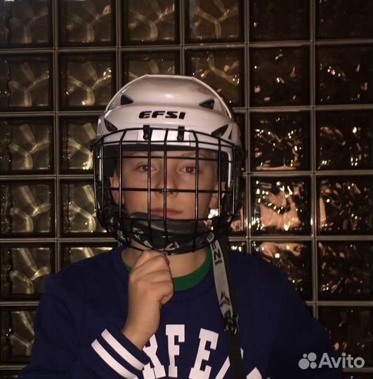 Хоккейный шлем для мальчика 2 штуки, бел/черн