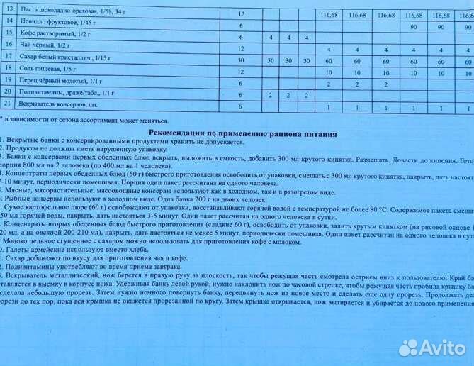 Сухой паёк Охота Рыбалка на,6суток