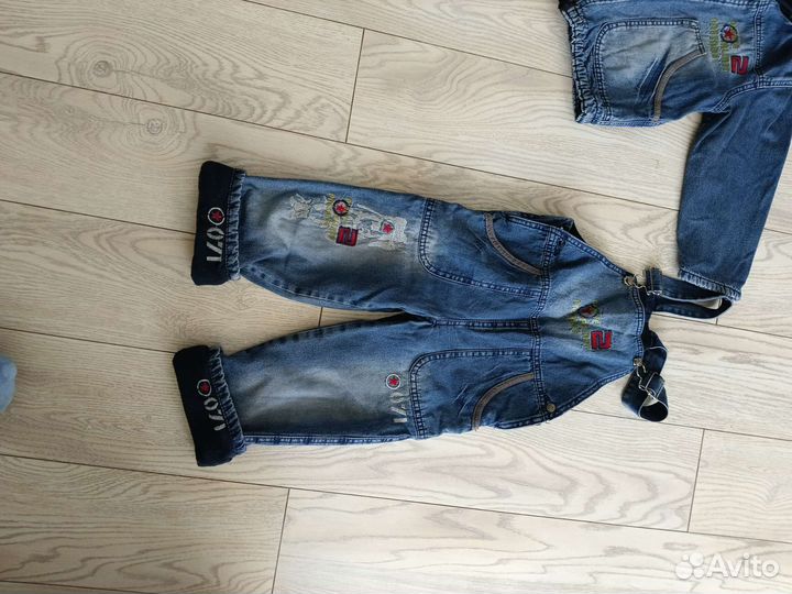 Джинсовый утеплённый костюм р 98