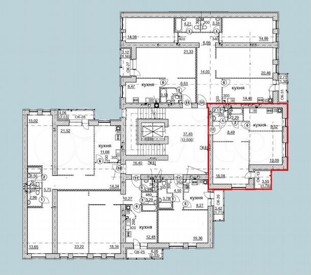 2-к. квартира, 54,6 м², 6/7 эт.