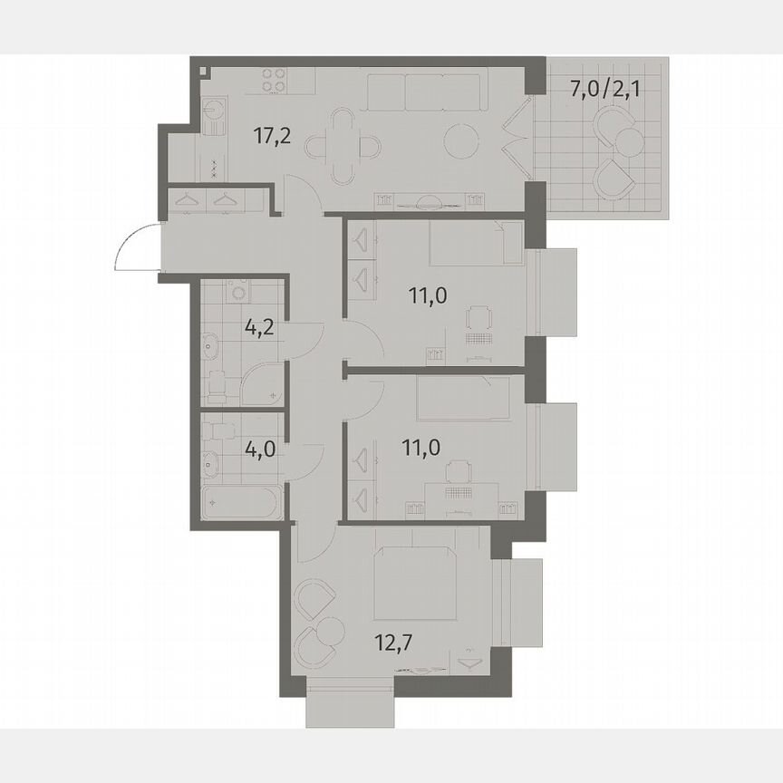 3-к. квартира, 76,5 м², 1/8 эт.