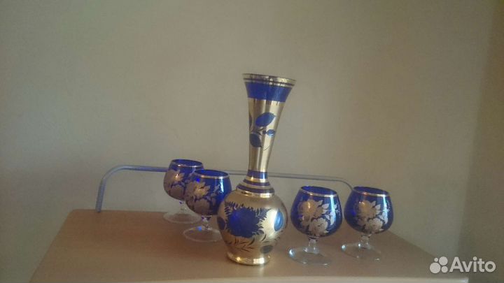 Цветной хрусталь Богемия СССР ваза бокалы