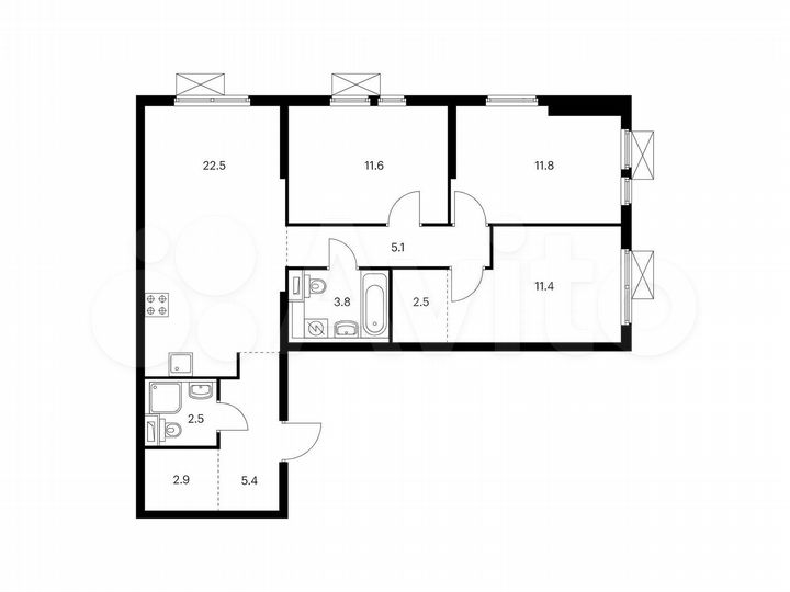 3-к. квартира, 79,5 м², 14/25 эт.