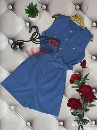Комбинезон с шортами синий. Много вещей