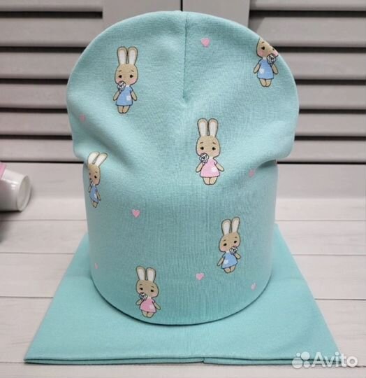 Шапка + снуд для девочек, на весну, 46-52