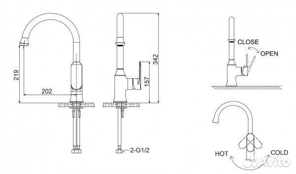Смеситель для кухни bravat Opal F7125183CP-RUS