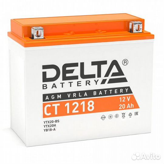 Мото аккумулятор Delta CT 1218 прям. пол. 18 Ач