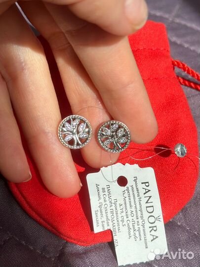 Серебряные серьги пандора