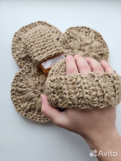 Мочалка из джута ручная работа