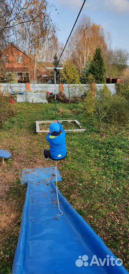 Канатная дорога, тарзанка на роликах, зиплайн