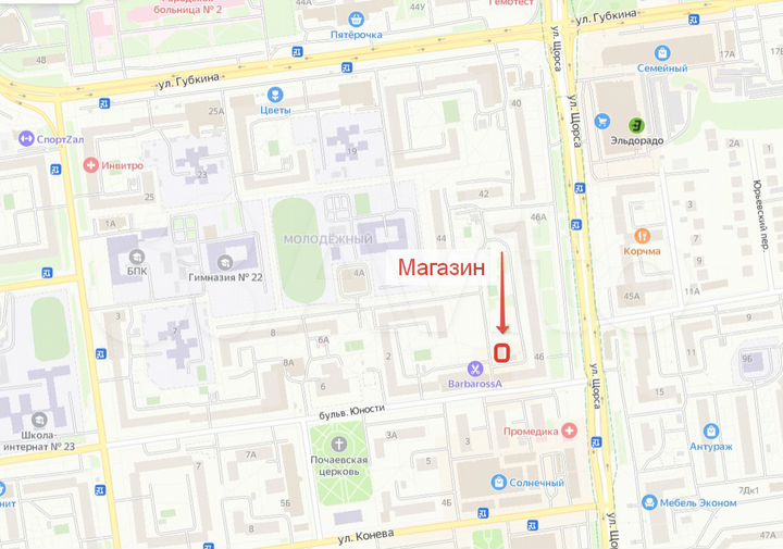 Магазин/Общепит, Щорса-Юности 58 м²