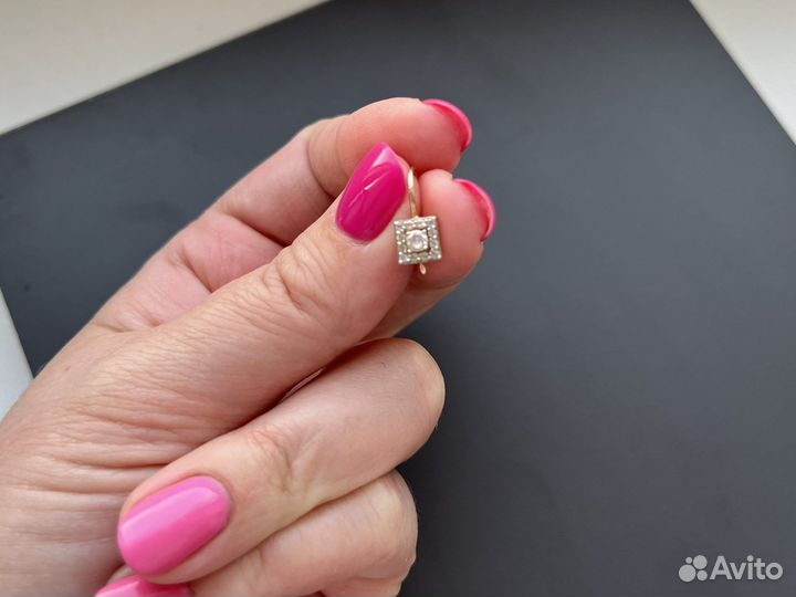 Сережка с фианитами золото 585