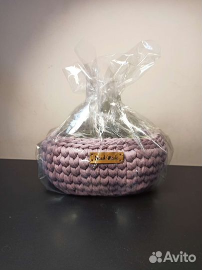 Интерьерная вязаная корзина 1 шт