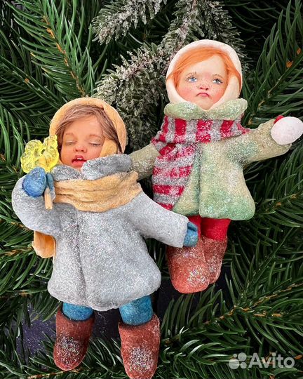 Ватные елочные игрушки