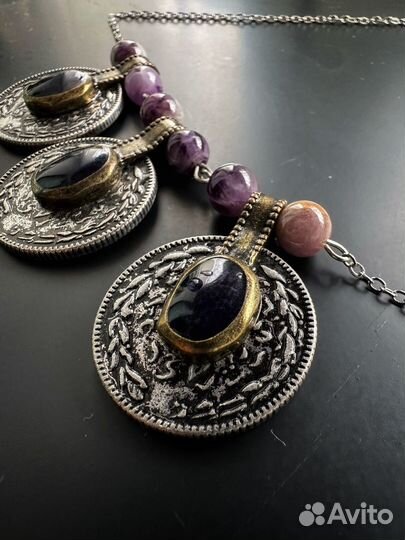 Этнические украшения ожерелье с аметистом
