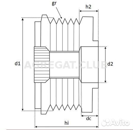 Шкив генератора обгонный krauf APF3210PN