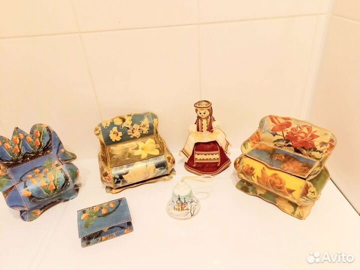 Шкатулки СССР и куколка в национальном костюме ссс