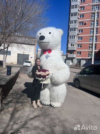 Весёлый белый Мишка аниматор