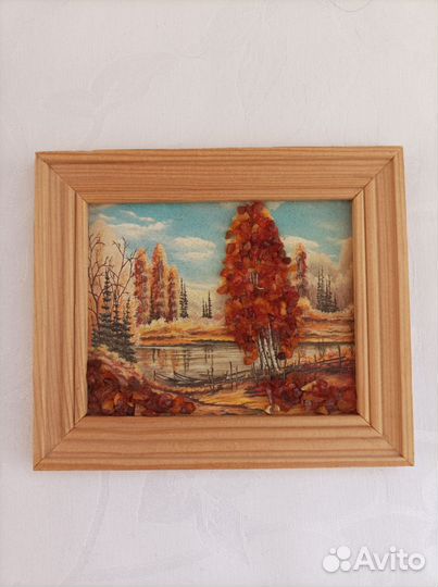 Панно картина с янтарём