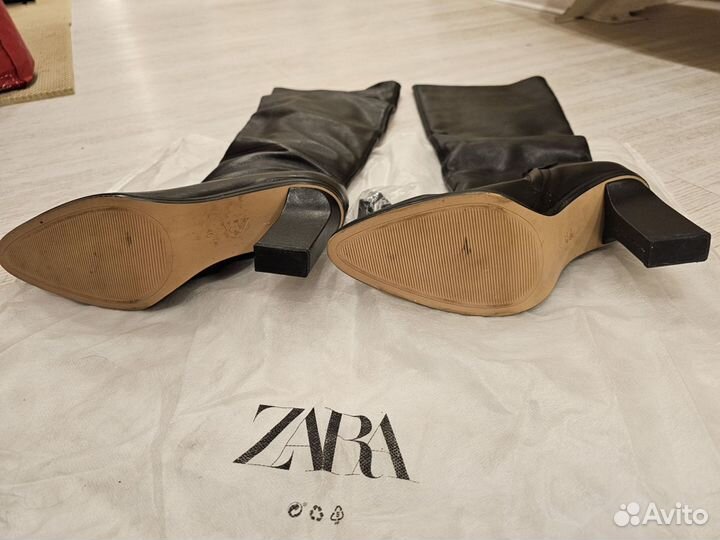 Сапоги Zara женские кожаные деми