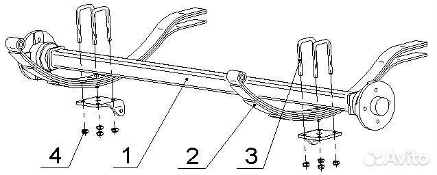 Ось прицепа мзса 817700.002 в сборе, 750 кг