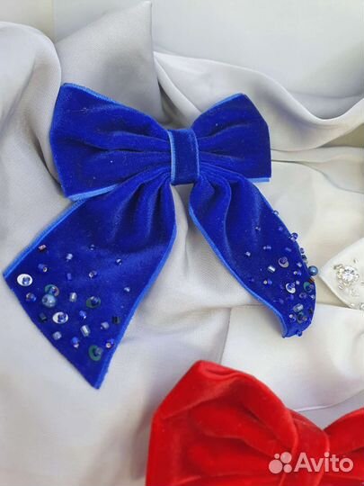 Праздничный комплект бархатных бантов-резинок