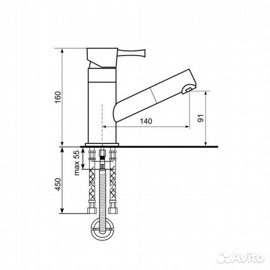 Смеситель для кухни Ulgran u-009-309 Серый