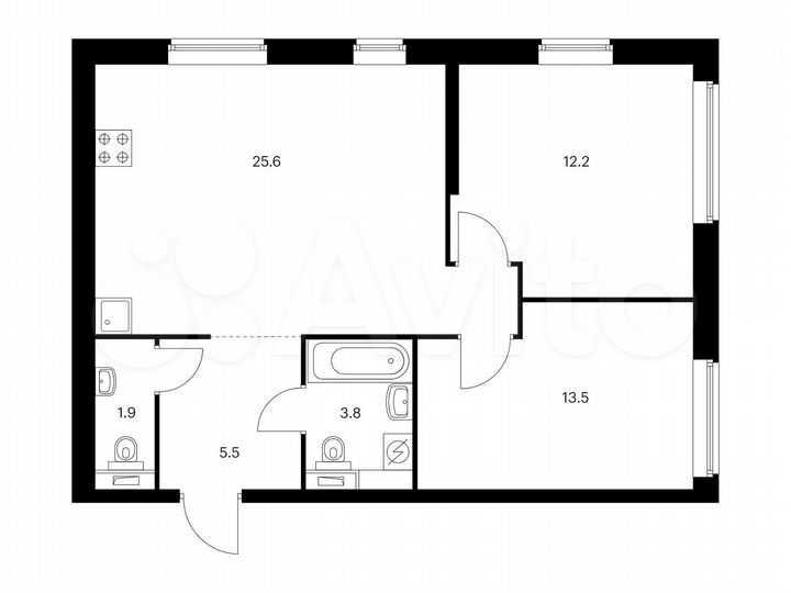2-к. квартира, 62,5 м², 12/32 эт.