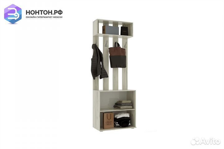 Прихожая с вешалкой Ева NEW дуб крафт белый