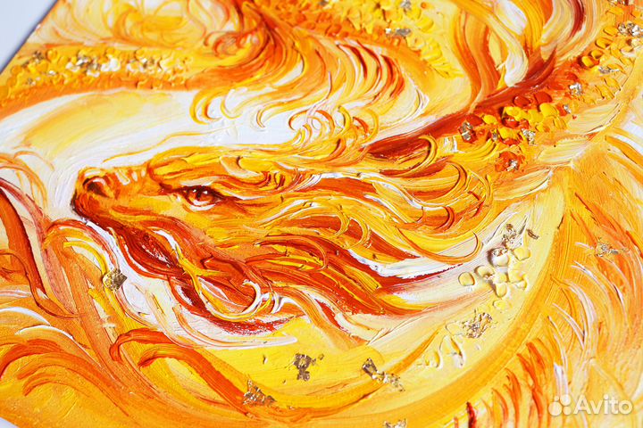 Картина маслом Золотой денежный дракон