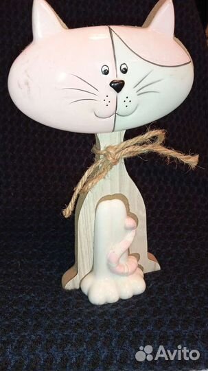 Фигурка Кошка Италия новая (дерево,керамика)