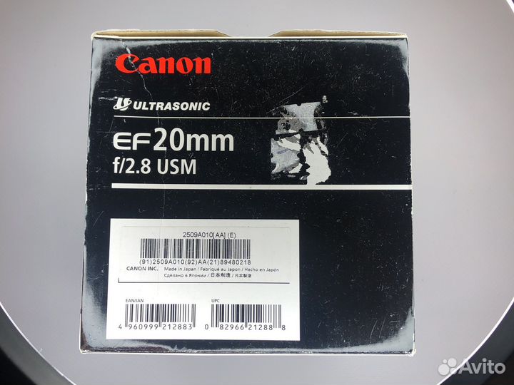 Фото обьектив canon EF20 mm f/2.8 USM