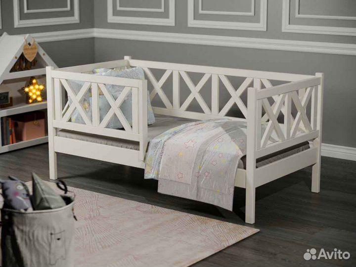 Кроватка берёза софа от 2х лет высокий борт