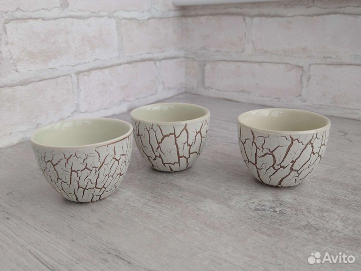 Чашки пиалы для чая 7,5*5 см, керамика, 3 шт