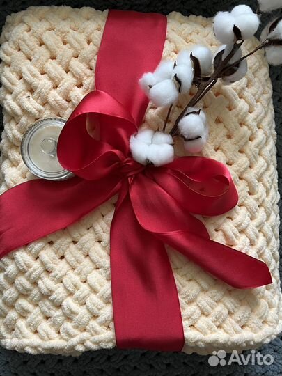 Плед вязаный ручная работа гипоаллергенный 180x205