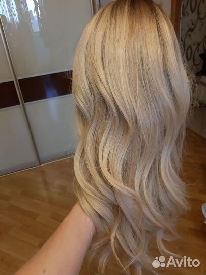 Накладка из натуральных волос блонд 55-60 см