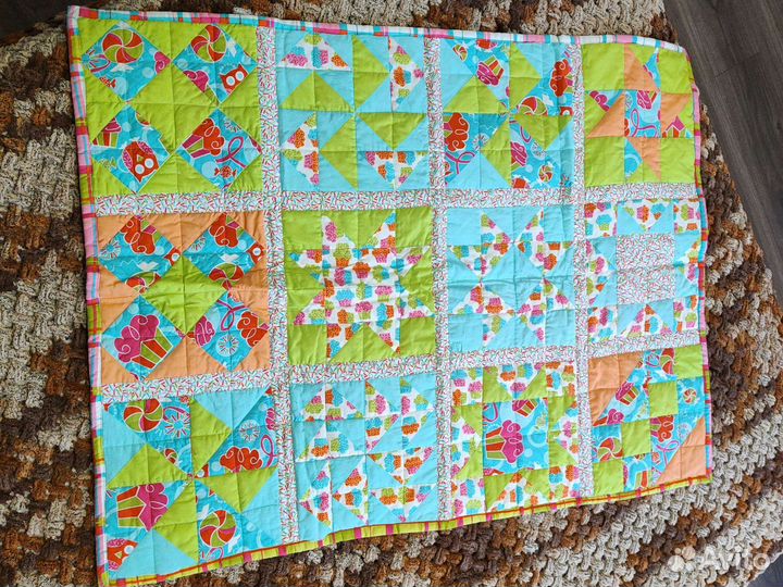 Одеяло-покрывало детское пэчворк 120х90