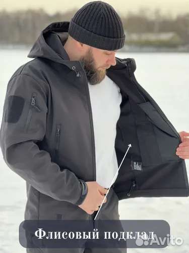 Тактический костюм водостойкий на флисе Softshell