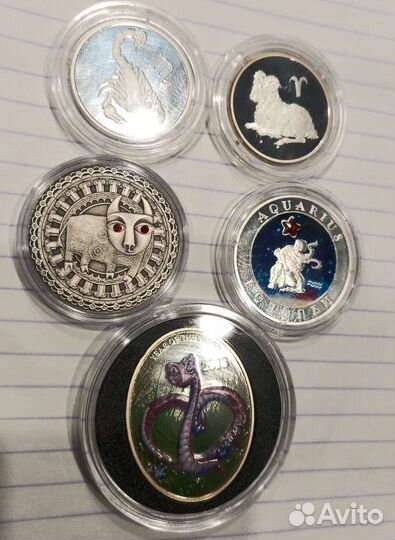 Серебряные монеты Знаки зодиака Овен, Телец
