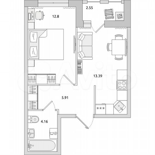 1-к. квартира, 38,8 м², 17/17 эт.
