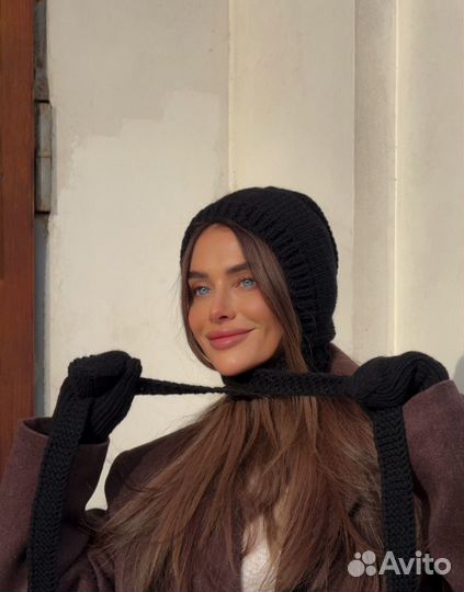 Комплект: чепчик и варежки «Чёрный»