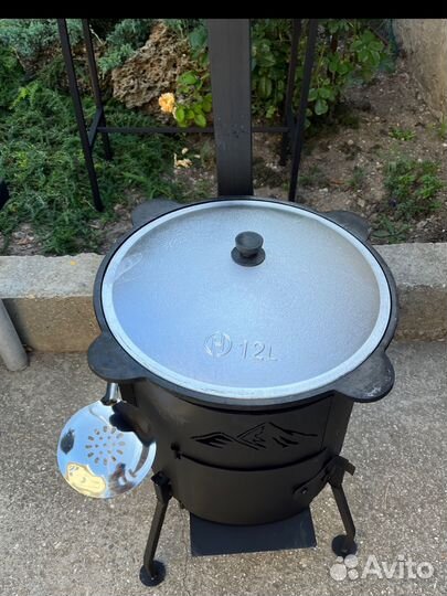 Чугунный узбекский казан и печь 3 мм с дымоходом