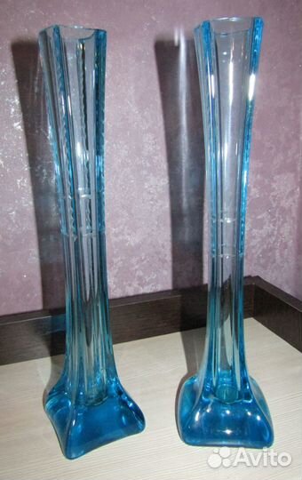 Вазы стеклянные советские длинные