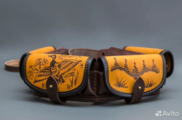 Патронташ 12 калибр, на 24 патрона, кожа