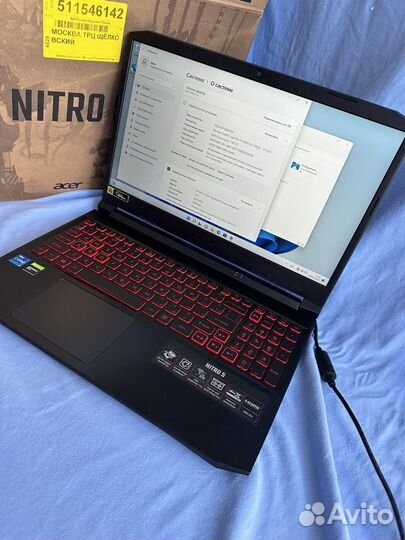 Acer nitro 5 AN515, как новый в коробке i5 11300H