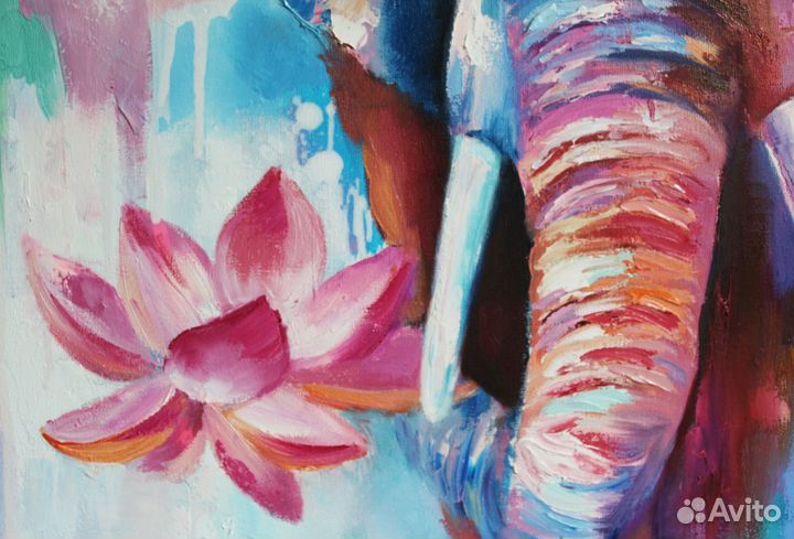 Картина маслом со слоном 