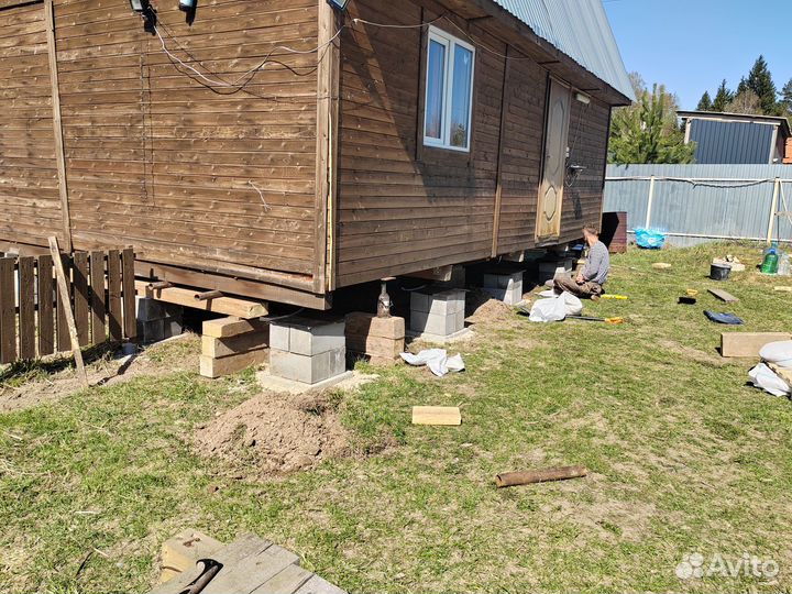 Подъем дома, замена венцов