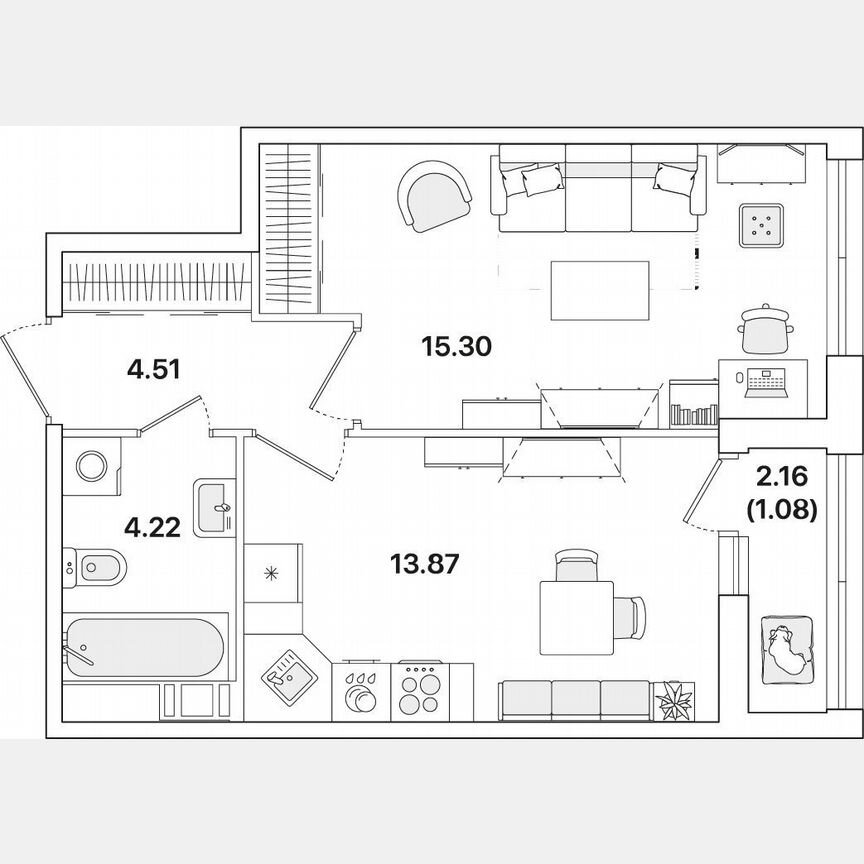 1-к. квартира, 39 м², 9/12 эт.