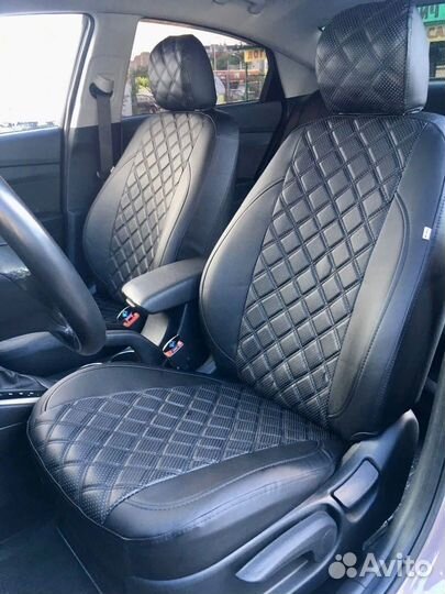 Авточехлы из экокожи 3D Ромб - ваз 2111/2112